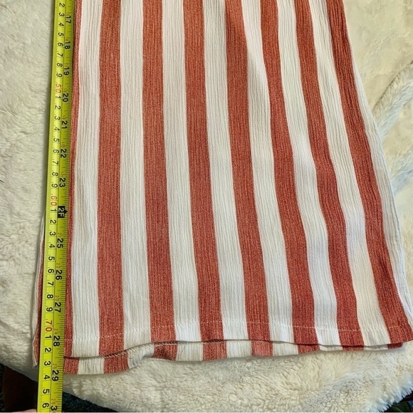 Lulumari Pants Medium White Rayon Red Stripe Lightweight Beach Side Zip Beltloop - Picture 15 of 16